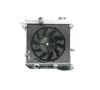 Aluminum Radiator + Fan Compatible For Autobianchi Compatible For Lancia A112 3/4/5/6/7 Series 900/1000/1050cc Junior/Elite/Abarth/Giovani I4 1975-1985(Radiator And Fan)