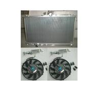Aluminum Radiator + Fans Compatible For Mitsubishi Lancer Evolution EVO 7 8 CT9A VII VIII RS GSR 2.0L Turbo 4G63 2001-2003 2002 01 02 03 MT(Radiator And Fans)
