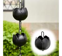 Aluminum Rain Chain with Lotus Design, Adjustable Hanging Downspout for Garden and Front Door Water Management