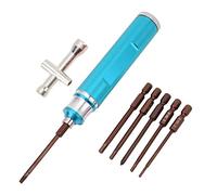 Aluminum RC Hex Screwdriver Tools Kit, 6 in 1 Wireless Remote Control Car Repair Tool Set with Ergonomic Handle, High Hardness Steel Bits for RC Models Aircraft Boats (Blue)