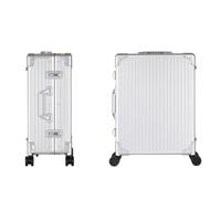 Aluminum Rolling Makeup Train Case - Professional Cosmetic Organizer with Black Stripe Vanity Station for Makeup Artists