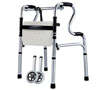 Aluminum Rolling Walker with Seat & 2 Wheels, Fold Up Adjustable Height Rollator Walker for Seniors/Adults, Lightweight Step Assist Feito na China