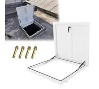Aluminum Roof Access Hatch 85x100cm, Weatherproof Exit Cover, Locking Stairway Lid with Handle & Rubber Seal for Factory, Warehouse, Home - Galvanized Steel, White Finish