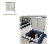 Aluminum Roof Hatch 20x20in Access Door for Rooftop Security Hydraulic Support & Spring Pin Lock White Alloy Ideal for Commercial Use