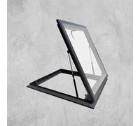 Aluminum Roof Maintenance Hatch with Glass, Sun Room Frame Skylight Cover, Basement Ventilation Lighting Window, Rooftop Window Hatch Lid, Rainproof Attic Exhaust Vent.(L60xW60cm/L23.6xW23.6in)