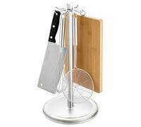 Aluminum Rotating Utensil Organizer - Space Age Countertop Rack, Kitchen Tool Hanging Stand | 360 Degree Rotational Culinary Storage System, Compact Space Saving Cooking Implement Suspension Hub With
