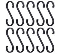 Aluminum S Hooks for Hanging Multiple Items Such as Coffee Mugs Grill Utensils Plants Cloth and Kitchen Tools 10 Pack Design (Black)