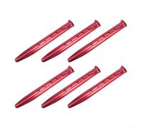 Aluminum Sand Tent Stakes 6pcs Lightweight Pegs for Outdoor Camping Extended Design with 6 Adjustable Drawstring Holes Curved Top for Sand Snow Soft Ground 31x3.7cm for Tents(red)
