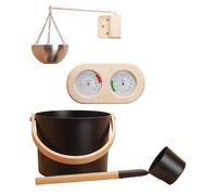 Aluminum Sauna - Aluminum, Luxury Spoon Set, Thermometer & Hygrometer Kit | Finnish Steam Accessory, Long Handled Ladle Bucket For Heating Room
