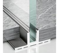 Aluminum Shower Partition Channel, T-Shaped Fixed Glass Panel, Available in Multiple Lengths, Perfect for Kitchens, Offices, and Spas, 5/16" (8mm) Thickness
