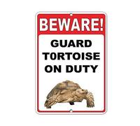 Aluminum sign - beware! Guard tortoise on duty - green - retro style For Home Bathroom Restaurants Kitchen Garden Cave Garage Office Bar Cafe 8×12 INCH