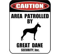 Aluminum Sign Caution Area Patrolled by a Great Dane Dog Sign 16x12 Inch Retro Summer Style