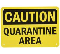 Aluminum Sign Caution Quarantine Area Black On Yellow Plaque Metal Tin Sign 8X12 Inch