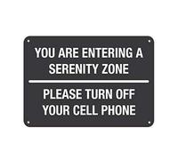 Aluminum Sign Entering Serenity Zone Please Turn Off Cell Phone 16x12 Inch Retro Vintage Summer Style Decorative Sign for Bar, Cafe, Dining Room, Hotel, Club, Billiard House, Wall Decoration
