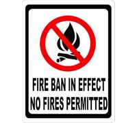 Aluminum Sign Fire Ban In Effect No Fires Permitted Minimalist Industrial Warning Sign Gift For Women Men 8x12 Inch