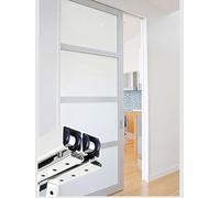 Aluminum Silent Sliding Barn Door Track Kit, Top Mounted Double Track Pulley Hardware System, Cabinet & Room Partition Doors Replacement Rail(Silver,80in/203.2cm)