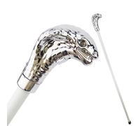 Aluminum Silver Snake Head Walking Stick, with Ergonomic Handle Stick Elegant Cosplay Cane Knob Crosier 36.61in