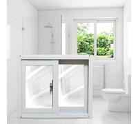 Aluminum Sliding Basement Window Replacement, 5mm Tempered Glass Flush Mount Mobile Home Windows for Shed Bathroom(White,56x56cm)
