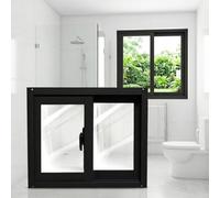 Aluminum Sliding Basement Window Replacement, 5mm Tempered Glass Flush Mount Mobile Home Windows for Shed Bathroom(Black,97x33cm)