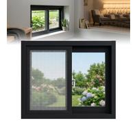 Aluminum Sliding Bathroom Window with Screen, Flush Mount Basement Replacement Window for Garage Shed(Black,84x53cm)