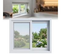 Aluminum Sliding Bathroom Window with Screen, Flush Mount Basement Replacement Window for Garage Shed(White,89x61cm)