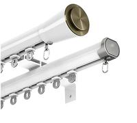 Aluminum Sliding Curtain Track Wall-Mounted Double Rail with Silent Rollers 177.1in Roman Rod for Living Room Bedroom Shower RV - White L450cm