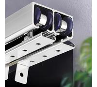 Aluminum Sliding Door Hardware Kit 2.9m/9.5ft Double Rail System for Barn Doors Side Opening Closet Door Guide Silver h and Easy to Install