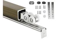 Aluminum Sliding Door Rail Hardware Kit Single Track Barn Door System with Suspeon Roller Stoppers Screws - Easy Install for Smooth