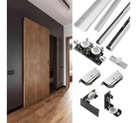 Aluminum Sliding Door Track for Wood Doors, Invisible Pocket Door Rail, Soft Closing Trackless Wardrobe Door System
