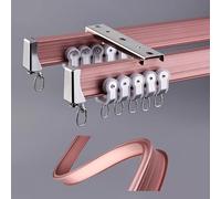 Aluminum Sliding Rails For Curtains, Silent Double Curtain Track System, Ceiling/Wall Mount Curtain Rod For Room Dividers Living Room Bedroom(Rose Top,400m/13.12ft)