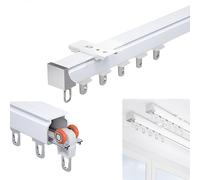 Aluminum Sliding Track Ceiling Curtain Rail System W/Mute Rollers, Room Divider Ceiling Track for Curtains, Curtain Single Rails for Bay Windows, Drapes(Ceiling Mount,0.8m(2.6ft))