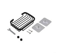 Aluminum Soap Dish Holder for Bathroom or Shower - Rust-Resistant Drain Tray for Space-Saving Design, 13 x 9 x 3 cm, Gold/Silver/Black Finish (Black)