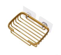 Aluminum Soap Dish, Suction Cup Shower Soap Holder, Wall Mounted Bar Soap Holder for Bathroom Shower Kitchen Wall(Gold)