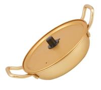 Aluminum Soup Pot with Lid and Double Handles, 1800ml | Golden Finish, Smooth Surface, Rapid Even Heating, Easy Serving, for Dumplings, Stew, Camp Kitchen
