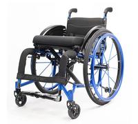 Aluminum Sports Wheelchair for Adults, Manual Self-Propelled Transport Wheelchair Portable Leisure Wheel Chair, Adjustable Footrest and Seat Height(Blu)