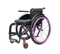 Aluminum Sports Wheelchair with Arms for Adults, Lightweight Folding Self-Propelled Wheel Chair Silla De Ruedas para Adultos, 100kg Capacity(Lila,15.7")