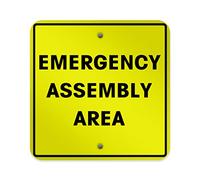 Aluminum Square Metal Sign Multiple Sizes Emergency Assembly Area Security Yellow with Border Weatherproof Street 12x12Inches