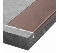 Aluminum Stair Edge Trim Stairs Nosing 4in Wide, 36" 40" 48" 60" Stair Nose Molding L Shape Stairs Steps Edge Trim, Anti-Slip Step Molding Strips(Brown,L 120CM/48in)