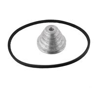 Aluminum Stepped Pulley Wheel V Belt Drive Set for Benchtop Drill Press 4-5 Step Pagoda Transmission Wheel K660 V-Belt Silver Black(14MM)