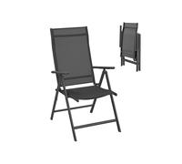 Outdoor Folding Garden Chairs with Adjustable Backrest, Black / 2