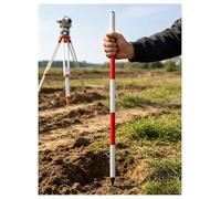 Aluminum Survey Marking Pole, Red Measuring Rod, 28mm Thickened Grade Rod for Surveying, Depth Measurement, Construction, Land Mapping, Oxford Bag(500cm/16.4 ft)