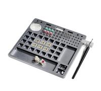 Aluminum Switch Lube Station Kit - 5x5 Switch Tester Lube Board with Opener & Brush Holder, Spring Tray, for MX Switches, Kailh Gateron Cherry Compatible