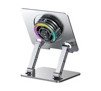 Aluminum tablet stand with semiconductor cooling system provides increased stability for long time use of your device Long lasting cooling solution