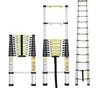 Aluminum Telescopic Extension Ladder 4.2m/13.8ft - Adjustable Height 8m/7m/6.2m/5m/4m/3.8m/3.2m/2m/1m - Lightweight Durable Ideal for Rooftop Attic RV & Outdoor Work