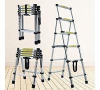 Aluminum Telescopic Folding Ladder 4.5FT Portable Multi-Purpose Folding Ladder 4+5 Heavy Duty Step Ladder EN131 Safe Standard 330lb Max Load Easy to Transport and Storage for Household Daily or Hobby