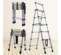 Aluminum Telescopic Folding Ladder 5.5FT Portable Multi-Purpose Folding Ladder 5+6 Heavy Duty Step Ladder EN131 Safe Standard 330lb Max Load Easy to Transport and Storage for Household Daily or Hobby