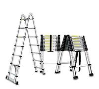 Aluminum Telescopic Ladder A Frame MultiPurpose Extendable Ladder 6.2m Maximum Loading 150kg Easy to Store and Easy to Carry (Size : MultiFunction 2.5+2.5=5m)
