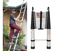 Aluminum Telescopic Ladder with 2 Hooks, 20.3FT Telescoping Extendable Ladder, Multipurpose Ladder Loft Arttic Ladder for Home Outdoors, EN131, 330LB Capacity
