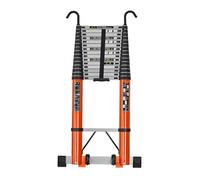 Aluminum Telescopic Ladder with HooksOutdoor Portable Anti-slip LadderLonger Folding Stairs with Mobile Casters 5m-8m (Height 6M/19.69ft)