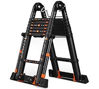Aluminum Telescoping Extension Ladder - 330lbs Capacity Lightweight Portable A-Frame Ladder Multi-Purpose Folding Step with Support Bar for Home & Professional Use